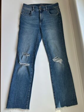 DL 1961 Mara Straight Mid Rise Instasculpt Ankle Light Distressed Jeans Sz 25